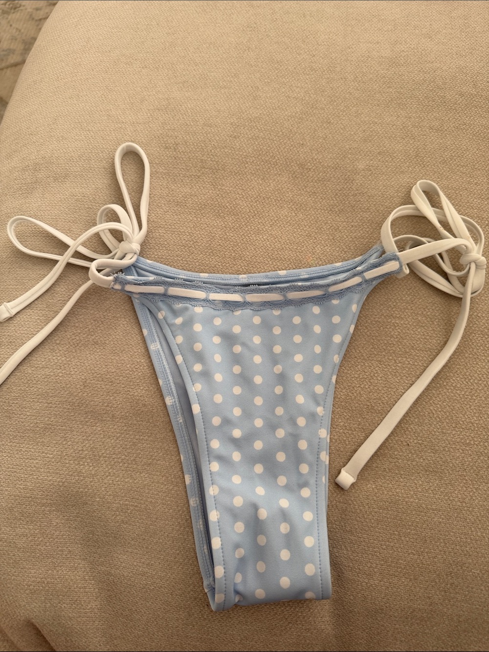 Light Blue Polka Dot String Bikini Bottom